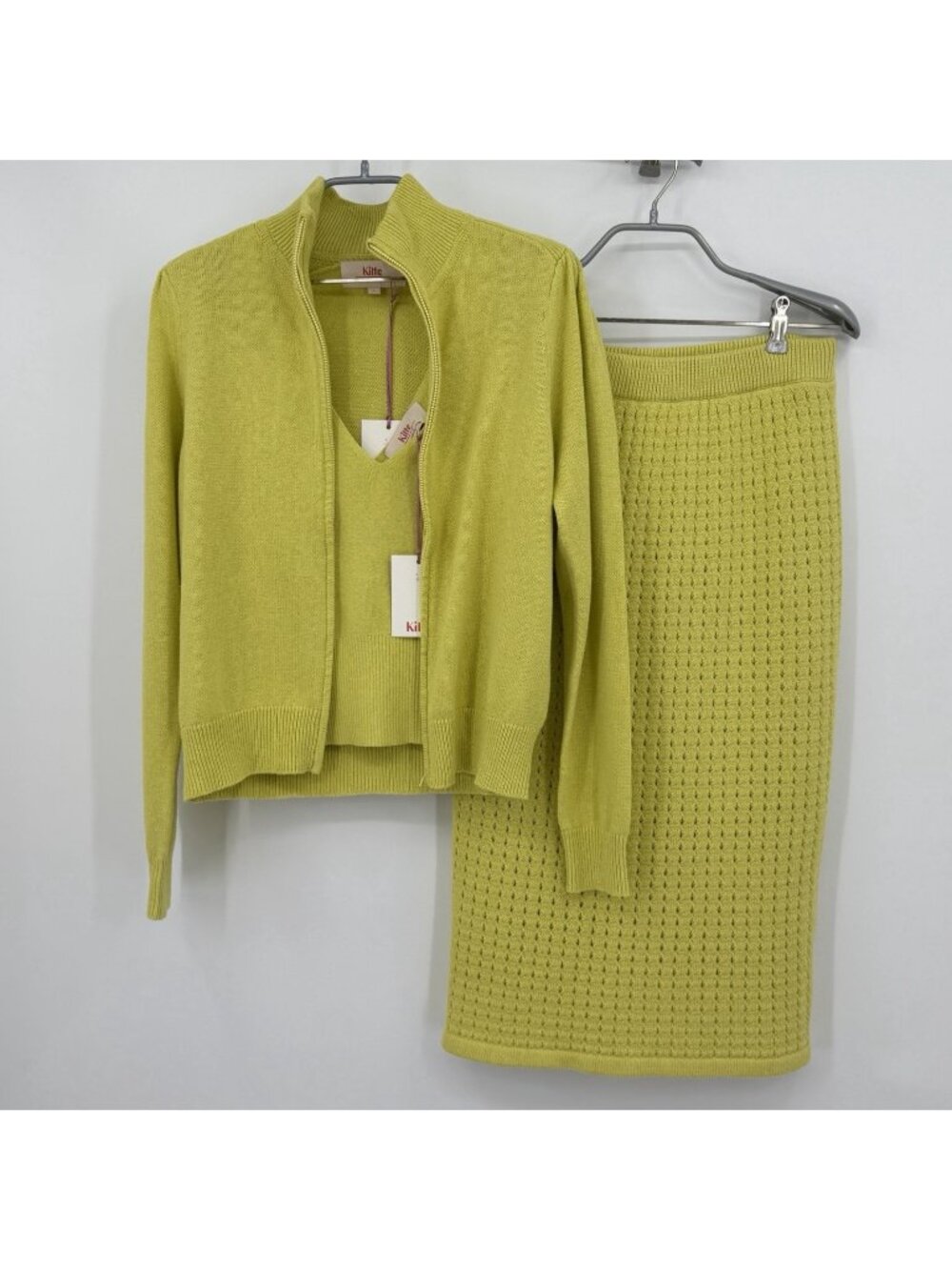 Kilte Collection Cotton-Cashmere Full Zip Jacket, Tank, Skirt Matching Set 0/XS
